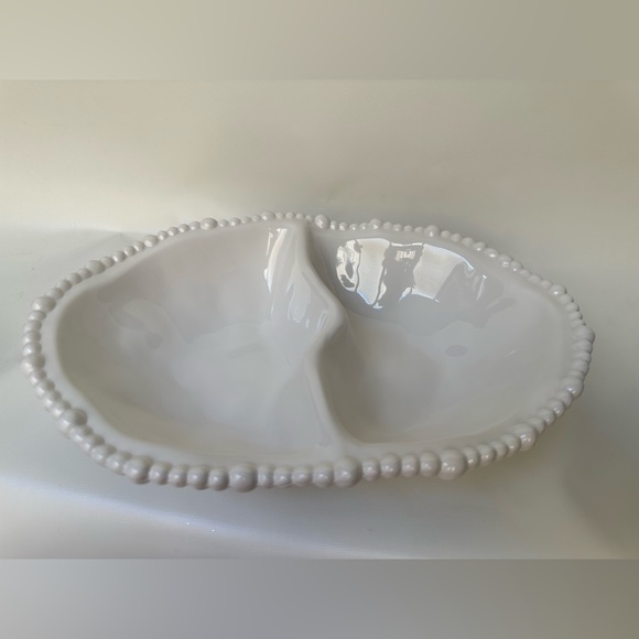 Brand New Home Expressions White Melamine Beaded Divided Serving Bowl - Picture 3 of 4